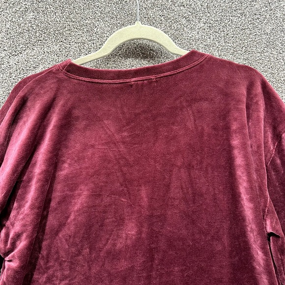 Garnet Hill Moonrise Velour Pullover Sweater Women Small Red 3/4 Sleeve Boxy - Picture 5 of 10